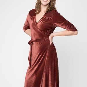 Elegant Rust Wrap Dress